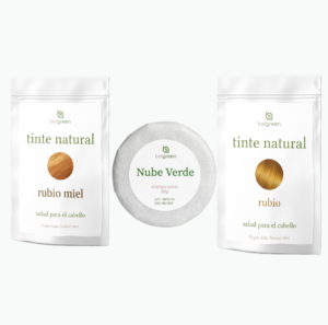 Ritual Rubio Esencial: Tinte Rubio Natural, Tinte Rubio Miel & Champú Sólido Nube Verde